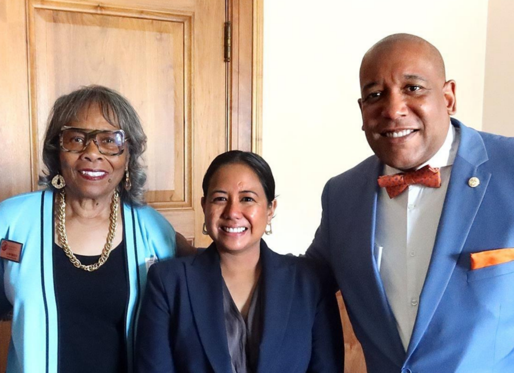Jackie Broxton, Councilmember Ysabel Jurado, and Michael Ellison-Lewis, Esq.